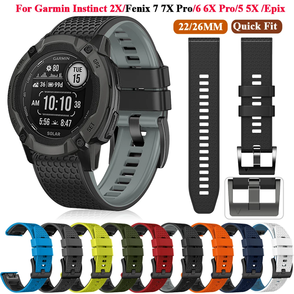 26 22mm QuickFit Silicone Watch Strap For Garmin Instinct 2X Solar Watchband Fenix 7X 7 47 51mm 6X 6 Pro 5X 5 Plus Epix Bracelet
26 22mm QuickFit Silicone Watch Strap For Garmin Instinct 2X Solar Watchband Fenix 7X 7 47 51mm 6X 6 Pro 5X 5 Plus Epix Bracelet