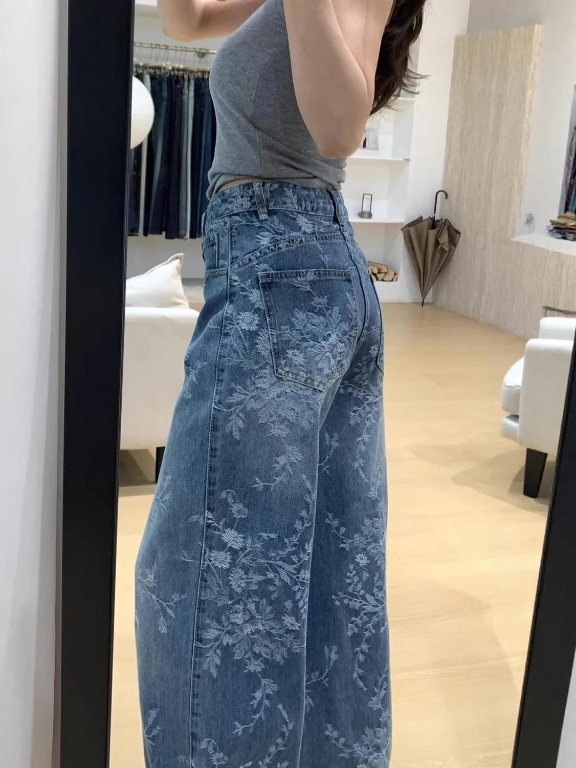 Jacquard wide leg jeans women summer 2025 thin high waisted loose and slimming straight and pear shaped long pants
Jacquard wide leg jeans women summer 2025 thin high waisted loose and slimming straight and pear shaped long pants