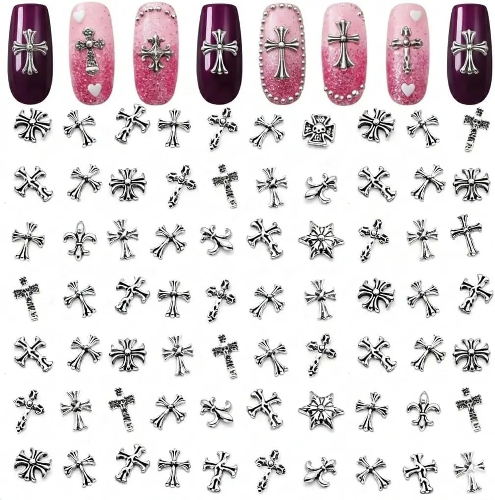 120 Pcs Silver Cross Nail Charms – 3D Acrylic, Curved Back, 8 Styles for Press-On & Acrylic Nails
120 Pcs Silver Cross Nail Charms – 3D Acrylic, Curved Back, 8 Styles for Press-On & Acrylic Nails