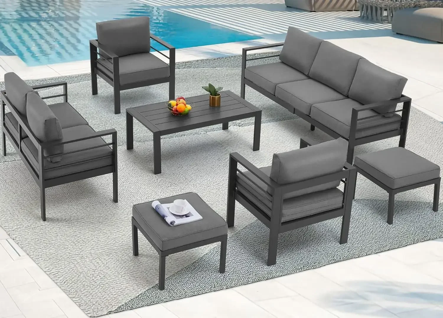 Aluminum Patio Furniture Set, Modern Outdoor Patio Furniture with Coffee Table
Aluminum Patio Furniture Set, Modern Outdoor Patio Furniture with Coffee Table