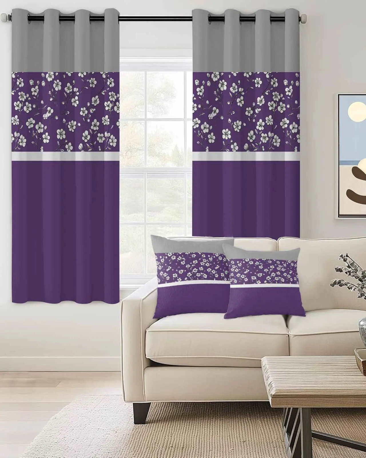Classic Purple Gray Pattern Floral Pattern Stitching Art Grommet Window Blackout Curtains Drapes for Living Room Home Decor
Classic Purple Gray Pattern Floral Pattern Stitching Art Grommet Window Blackout Curtains Drapes for Living Room Home Decor