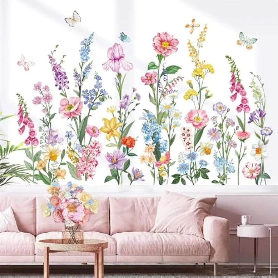 Garden Flower Wall Stickers Wildflower Iris Daisy Floral Butterflies Peel and Stick Wall Art Decals for Bedroom Living Room Sof
Garden Flower Wall Stickers Wildflower Iris Daisy Floral Butterflies Peel and Stick Wall Art Decals for Bedroom Living Room Sof