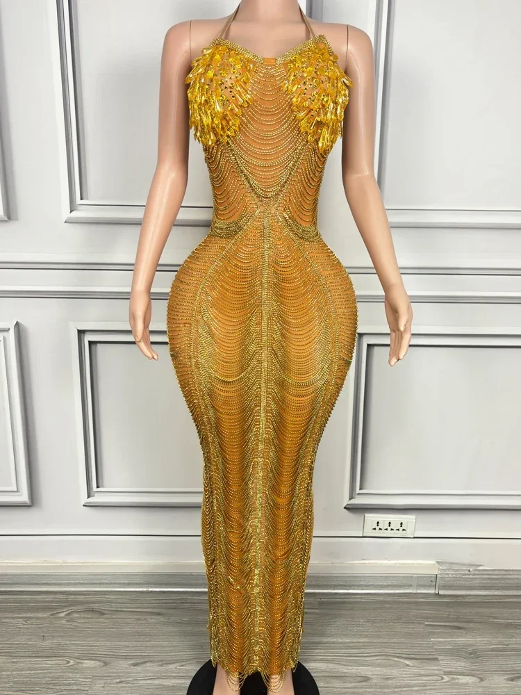 Sing Stage Performance Costume Golden Diamond Chain Tassels Women Evening Party Wear Sexy Backless Photoshoot Show Outfit
Sing Stage Performance Costume Golden Diamond Chain Tassels Women Evening Party Wear Sexy Backless Photoshoot Show Outfit