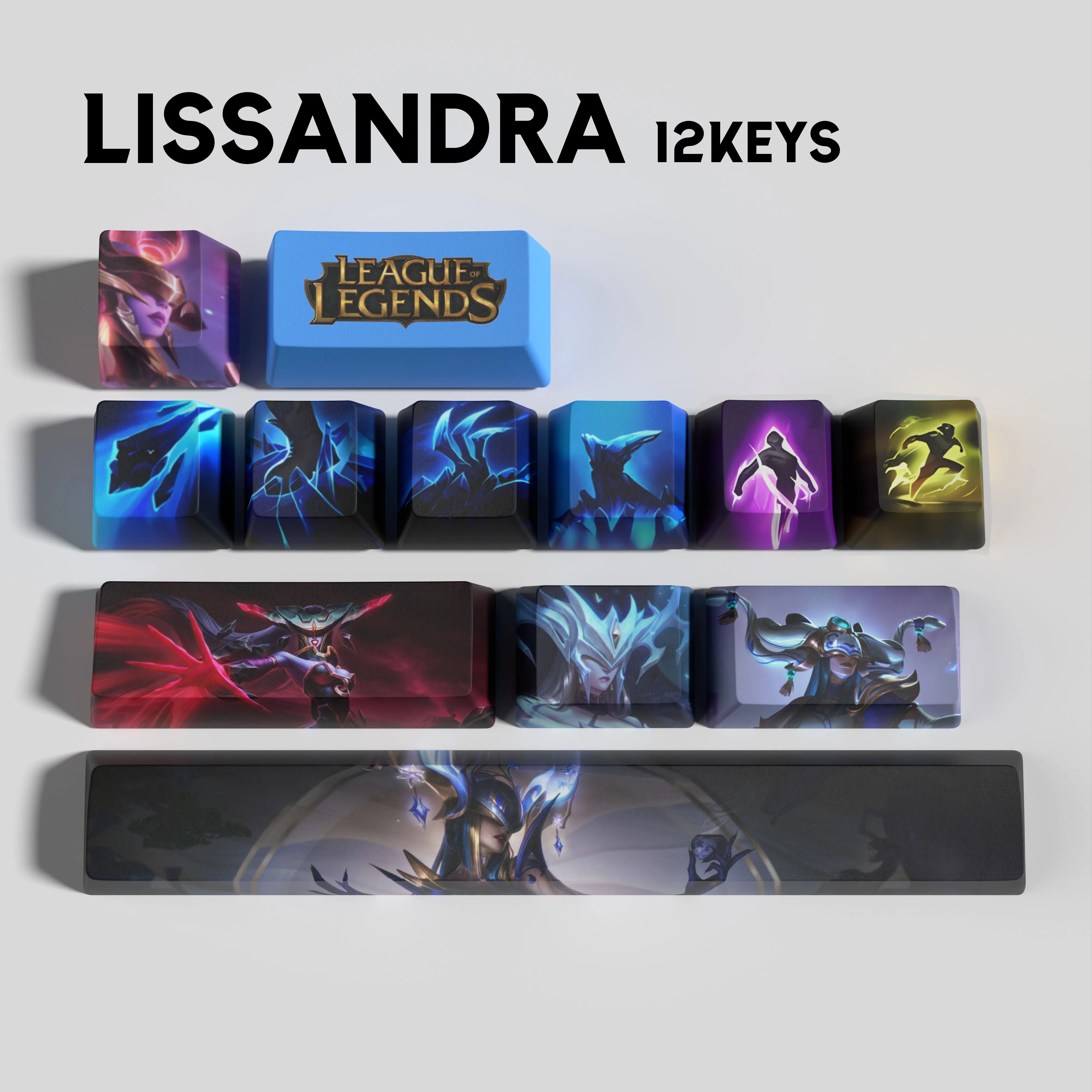 Колпачки для клавиш Lissandra, колпачки для клавиш League of Legends, игровые колпачки для клавиш OEM-профиль, 12 клавиш, колпачки для клавиш из ПБТ с красителем
Колпачки для клавиш Lissandra, колпачки для клавиш League of Legends, игровые колпачки для клавиш OEM-профиль, 12 клавиш, колпачки для клавиш из ПБТ с красителем