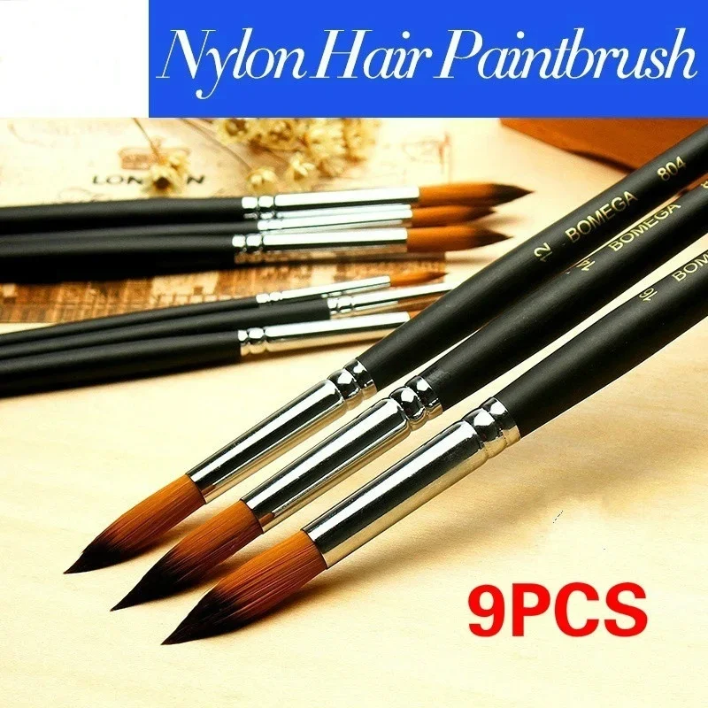 New 9pcs Long Handle Nylon Watercolor Brush Gouache Acrylic Painting Brush Pen Pintura Art Supplie for Painting
New 9pcs Long Handle Nylon Watercolor Brush Gouache Acrylic Painting Brush Pen Pintura Art Supplie for Painting