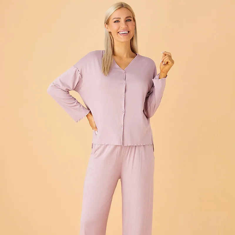 Two Pieces Soft Modal Home Suit Women 2024 New Spring Autumn Long Sleeve Pajama Sets Loose Cardigan Sleepwear Loungewear
Two Pieces Soft Modal Home Suit Women 2024 New Spring Autumn Long Sleeve Pajama Sets Loose Cardigan Sleepwear Loungewear