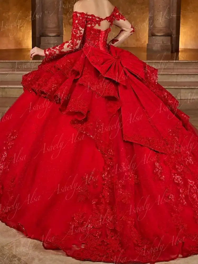 Elegant Long Sleeve Prom Occasion Dress Off Shoulder Lace Bow Ball Gown Quinceanera Dresses Sweet 15 16 Birthday Party Wear 2025
Elegant Long Sleeve Prom Occasion Dress Off Shoulder Lace Bow Ball Gown Quinceanera Dresses Sweet 15 16 Birthday Party Wear 2025