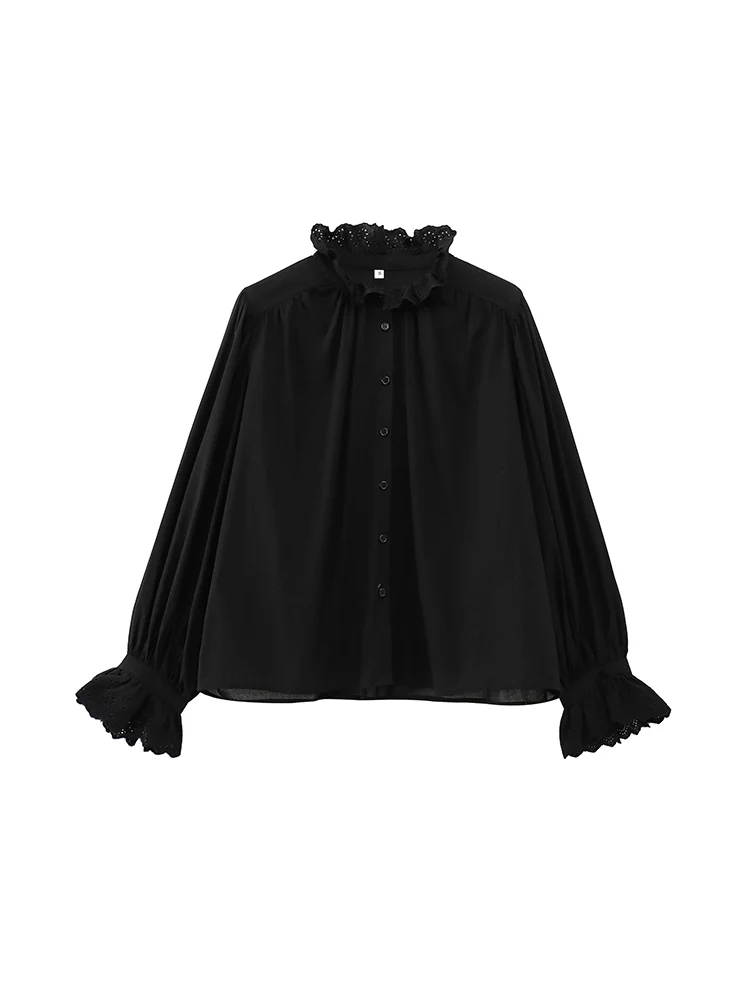 Willshela Women Fashion Black Embroidery Ruffled Single Breasted Blouse Vintage O-Neck Long Sleeves Female Chic Lady Shirts
Willshela Women Fashion Black Embroidery Ruffled Single Breasted Blouse Vintage O-Neck Long Sleeves Female Chic Lady Shirts