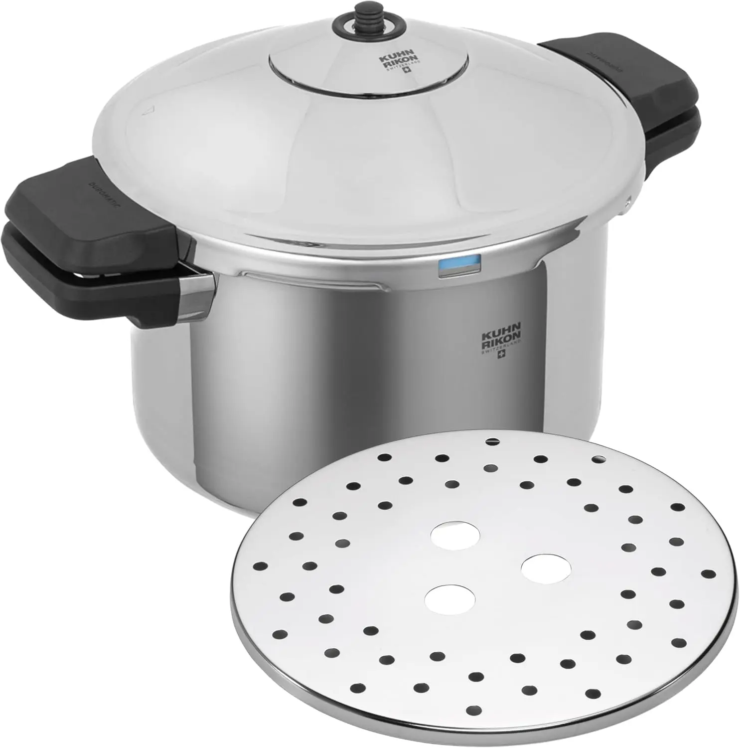 DUROMATIC® 5.0L Stovetop Pressure Cooker – 22cm, Swiss Made – 18/10 Stainless Steel, Energy Efficient, Safe Locking Lid, Works o
DUROMATIC® 5.0L Stovetop Pressure Cooker – 22cm, Swiss Made – 18/10 Stainless Steel, Energy Efficient, Safe Locking Lid, Works o