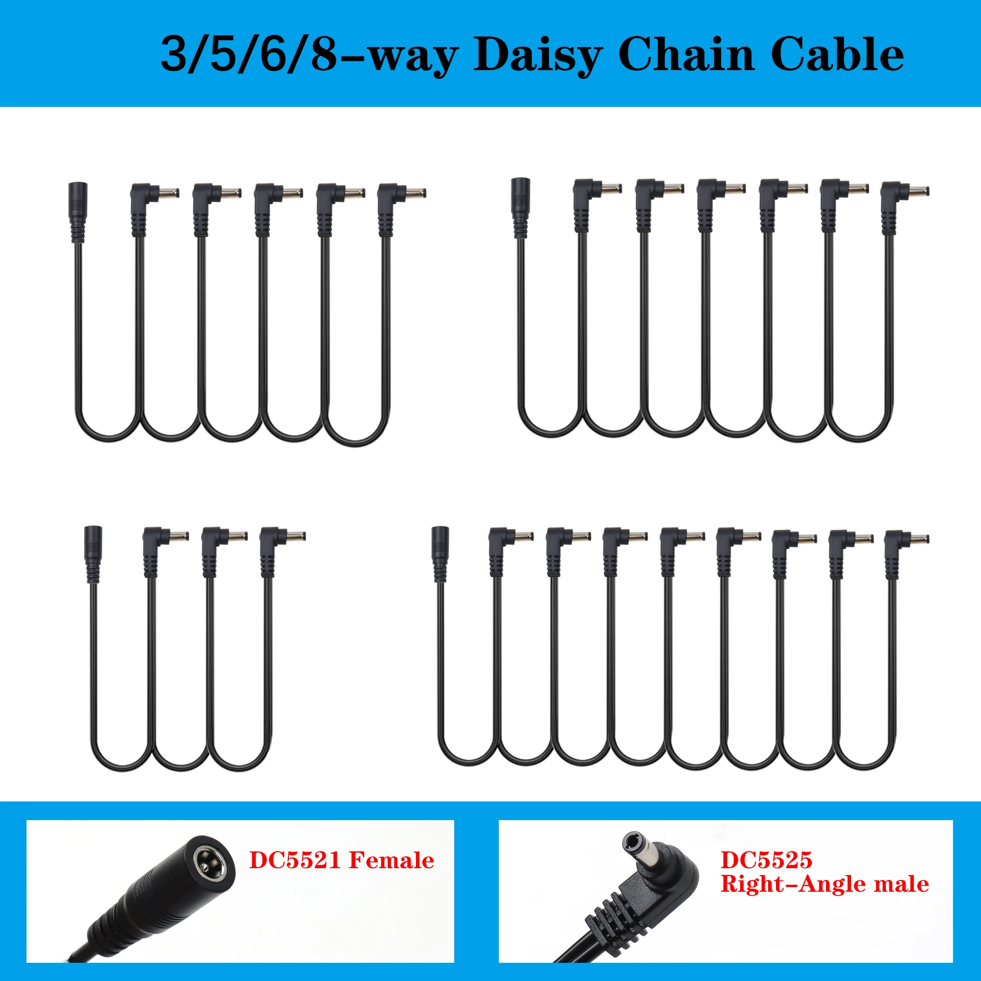 【LANO】Black Guitar Effects Pedal Power Daisy Chain Cable 1 to 3 5 6 8Ways DC5521 female to DC5525 male For surveillance camera
【LANO】Black Guitar Effects Pedal Power Daisy Chain Cable 1 to 3 5 6 8Ways DC5521 female to DC5525 male For surveillance camera