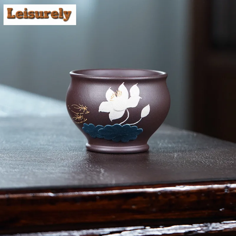 180ml Yixing Zisha Hand-painted Lotus Teacup Retro Tea Bowl Cup For Tea Tea-tasting Smelling Cup Chazhan Master Cups Tea Items 
180ml Yixing Zisha Hand-painted Lotus Teacup Retro Tea Bowl Cup For Tea Tea-tasting Smelling Cup Chazhan Master Cups Tea Items