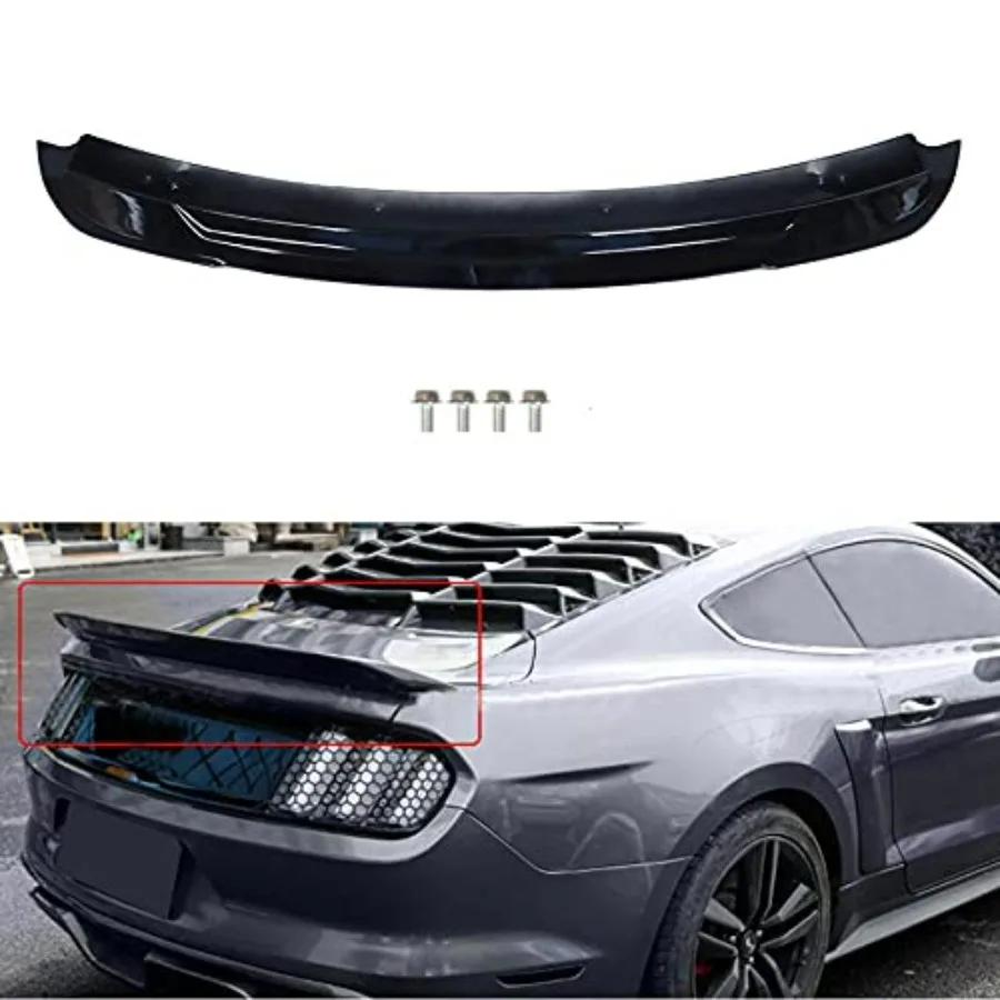 Rear trunk spoiler wing replacement for 2015-2021 Mustang Coupe models: painted glossy black ABS plastic, track pack style, lig
Rear trunk spoiler wing replacement for 2015-2021 Mustang Coupe models: painted glossy black ABS plastic, track pack style, lig
