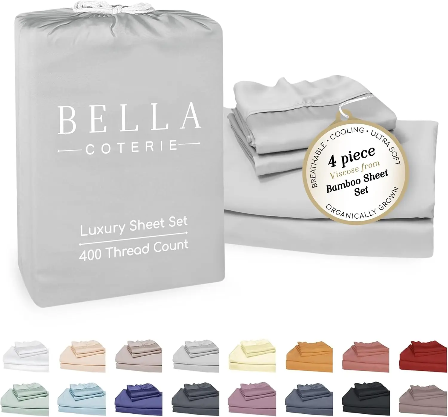 Ultra Soft Bamboo Viscose King Sheet Set, Cooling & Deep Pocket 18" Grey Mist
Ultra Soft Bamboo Viscose King Sheet Set, Cooling & Deep Pocket 18" Grey Mist