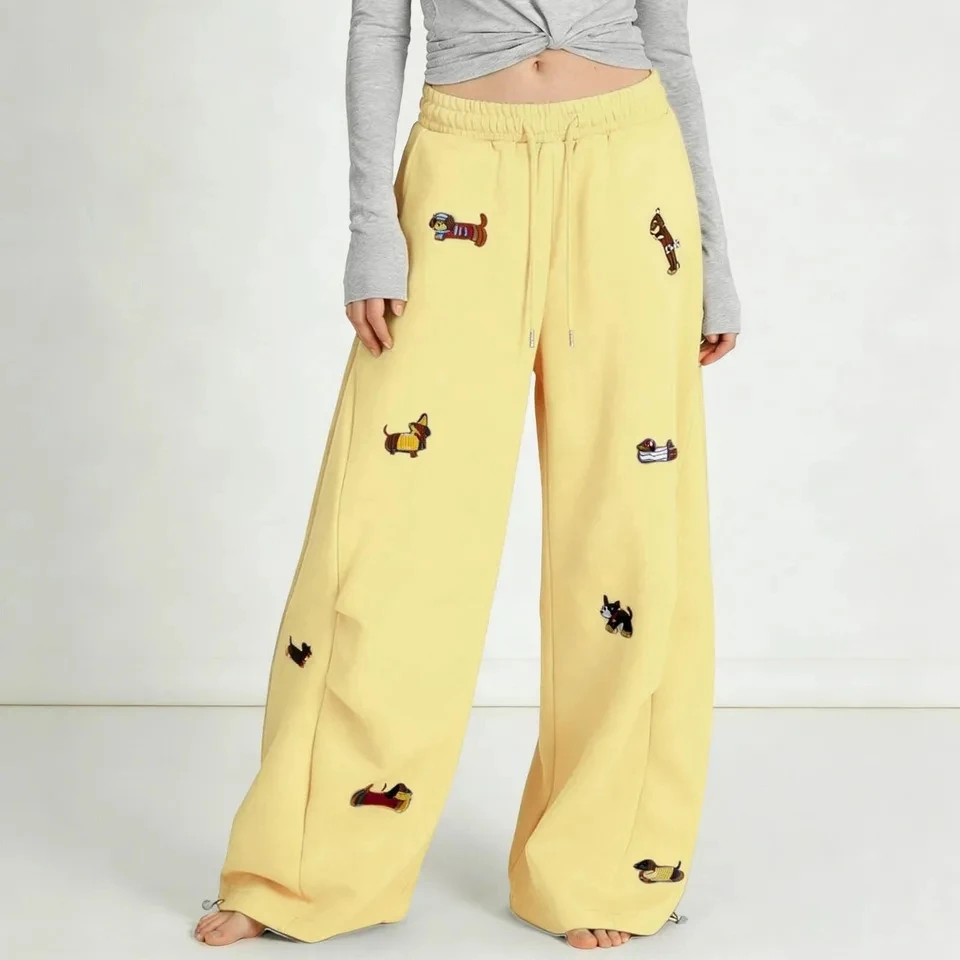 High Street Hop Sausage Dog Embroidery Casual Pants Women's Loose Wide Leg Sweatpants High Waist Jogger Pants Streetwear
High Street Hop Sausage Dog Embroidery Casual Pants Women's Loose Wide Leg Sweatpants High Waist Jogger Pants Streetwear