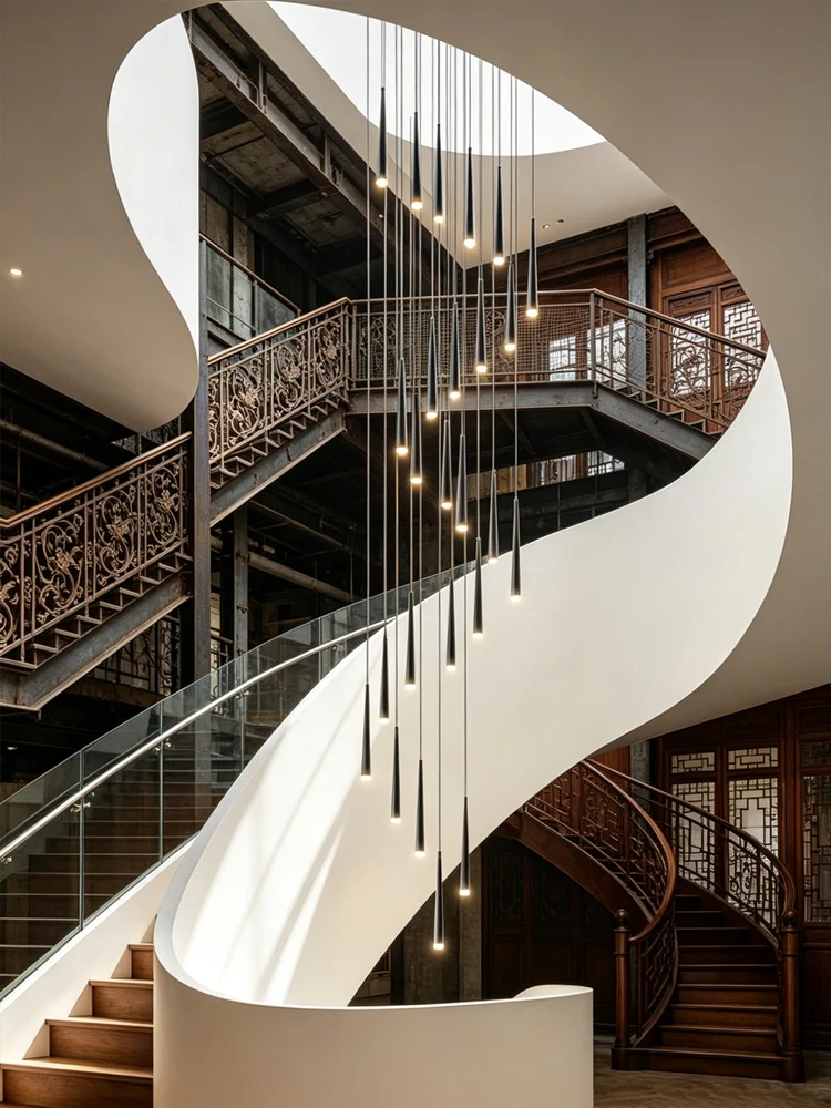 Modern Long Stair Chandelier Luxury Spiral LED Pendant Light For Villa Duplex Loft High Ceiling Hall Rotating Stairwell Lamp
Modern Long Stair Chandelier Luxury Spiral LED Pendant Light For Villa Duplex Loft High Ceiling Hall Rotating Stairwell Lamp