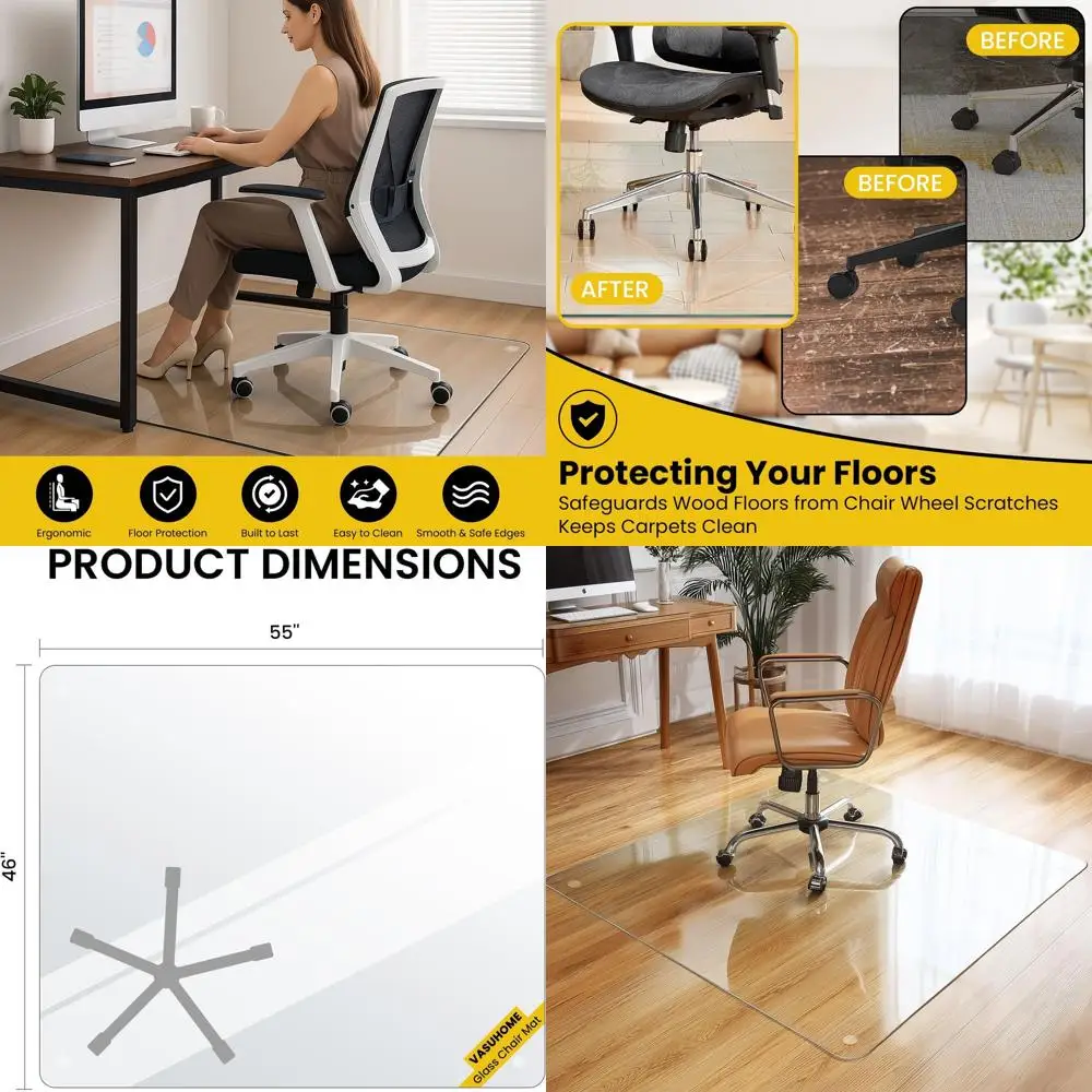 Large 46 x 55 Tempered Glass Chair Mat, Thick 1/5, Anti-Slip for Office Floors
Large 46 x 55 Tempered Glass Chair Mat, Thick 1/5, Anti-Slip for Office Floors