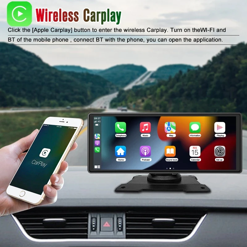 9.3" Portable Car Mirror Video Recording Carplay Android Auto Wireless Dash Cam DVR GPS Navigation Driving Recorder Dashboard
9.3" Portable Car Mirror Video Recording Carplay Android Auto Wireless Dash Cam DVR GPS Navigation Driving Recorder Dashboard