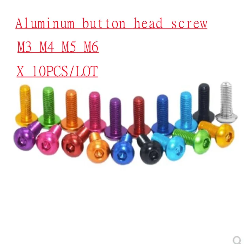 10pcs aluminum button head screw M3 M4 M5 M6*5/6/8/10/12/16/20/25 colourful Aluminum hex socket round head socket screw
10pcs aluminum button head screw M3 M4 M5 M6*5/6/8/10/12/16/20/25 colourful Aluminum hex socket round head socket screw