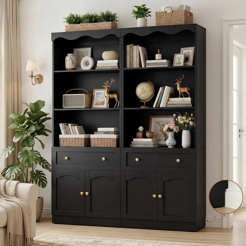 80 Modern Tall Bookshelf with 2 Sets of Shelves, 3-Tier Open Storage, Adjustable Levels, Baseboard-Friendly, Black
80 Modern Tall Bookshelf with 2 Sets of Shelves, 3-Tier Open Storage, Adjustable Levels, Baseboard-Friendly, Black