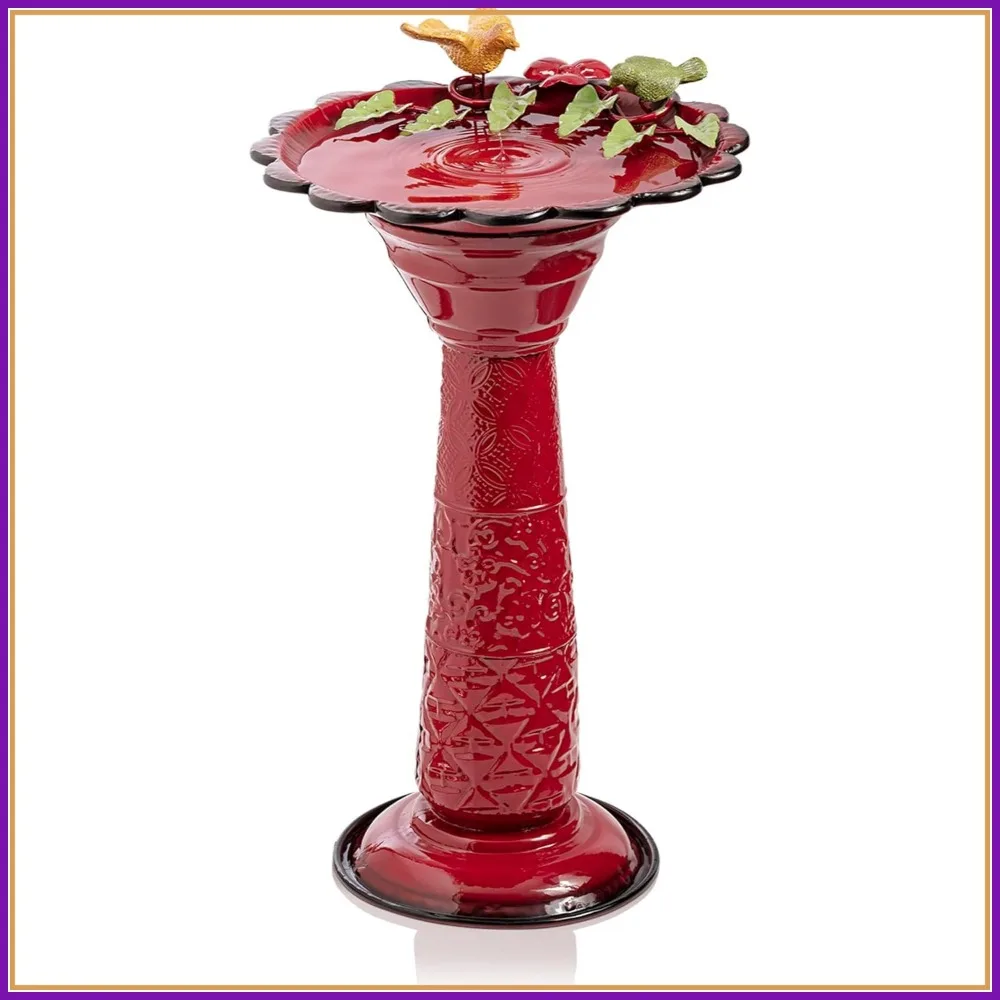 28" Tall Outdoor Metal Birdbath with Birds and Leaves, Red – Durable Garden Statue to Attract Birds for Patio, Deck, Yard
28" Tall Outdoor Metal Birdbath with Birds and Leaves, Red – Durable Garden Statue to Attract Birds for Patio, Deck, Yard