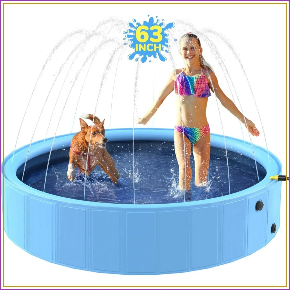 63'' Foldable Dog Pool, Sprinkler Pool for Dogs, Non-Slip Heavy Duty Splash Pad, Hard Plastic Kiddie Bathtub for Backyard (2XL-162Gal)
63'' Foldable Dog Pool, Sprinkler Pool for Dogs, Non-Slip Heavy Duty Splash Pad, Hard Plastic Kiddie Bathtub for Backyard (2XL-162Gal)