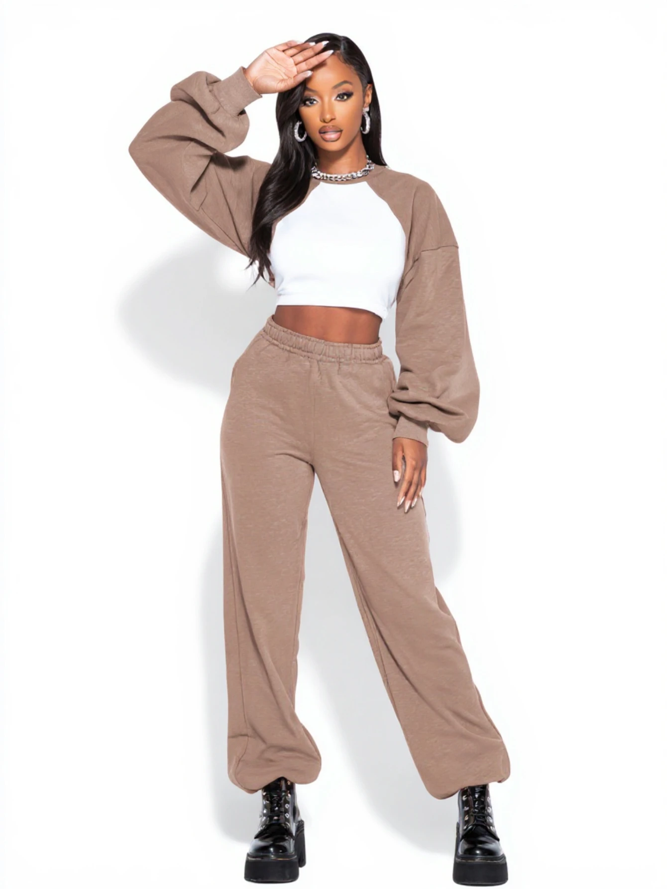 Mia Muse Boutique Women's Sets Autumn Winter Casual Basics Patchwork Puff Sleeve Crew Neck Ankle Length Daily Pants Sets
Mia Muse Boutique Women's Sets Autumn Winter Casual Basics Patchwork Puff Sleeve Crew Neck Ankle Length Daily Pants Sets