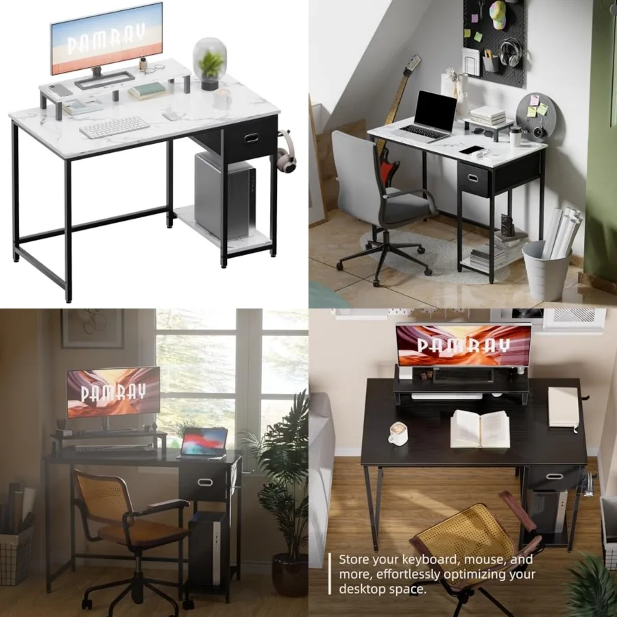 39 Inch Computer Desk with Monitor Stand Small Home Office Desks with Non-Woven Storage Drawer for Bedroom Study Table Writing
39 Inch Computer Desk with Monitor Stand Small Home Office Desks with Non-Woven Storage Drawer for Bedroom Study Table Writing