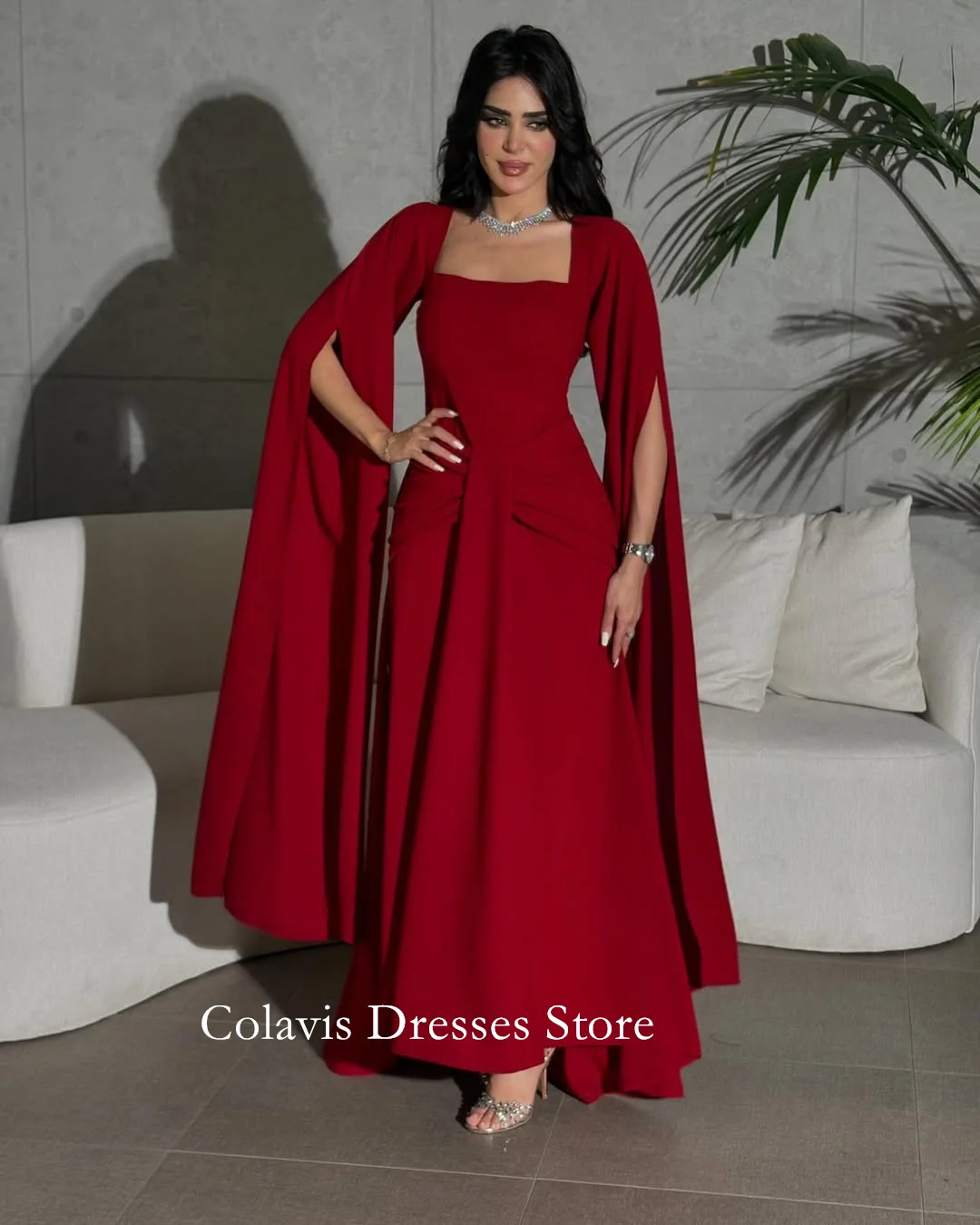 OIMG Dubai Square Neck Customized Crepe Prom Dresses Evening Dress Red A-Line Simple Women Evening Gowns Formal Party Dress
OIMG Dubai Square Neck Customized Crepe Prom Dresses Evening Dress Red A-Line Simple Women Evening Gowns Formal Party Dress