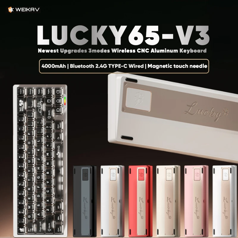 Weikav Lucky65 V3 Lucky65 V2 NUT65 Wireless Aluminum Mechanical Keyboard Kit 60% Bluetooth 2.4G Wired RGB Hotswap Gamer Keyboard
Weikav Lucky65 V3 Lucky65 V2 NUT65 Wireless Aluminum Mechanical Keyboard Kit 60% Bluetooth 2.4G Wired RGB Hotswap Gamer Keyboard