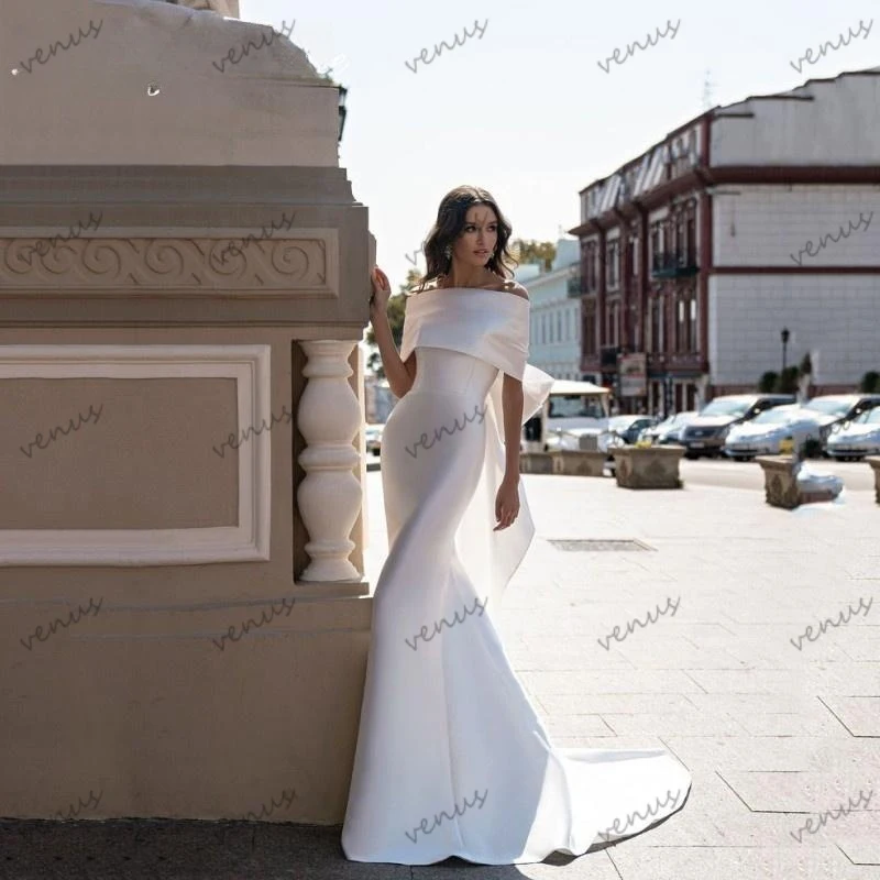 Graceful Wedding Dresses Satin Bridal Gowns Boat Neck Bow Decorate Sheath Mermaid Floor Length Sleeveless Vestidos De Novia 2024
Graceful Wedding Dresses Satin Bridal Gowns Boat Neck Bow Decorate Sheath Mermaid Floor Length Sleeveless Vestidos De Novia 2024