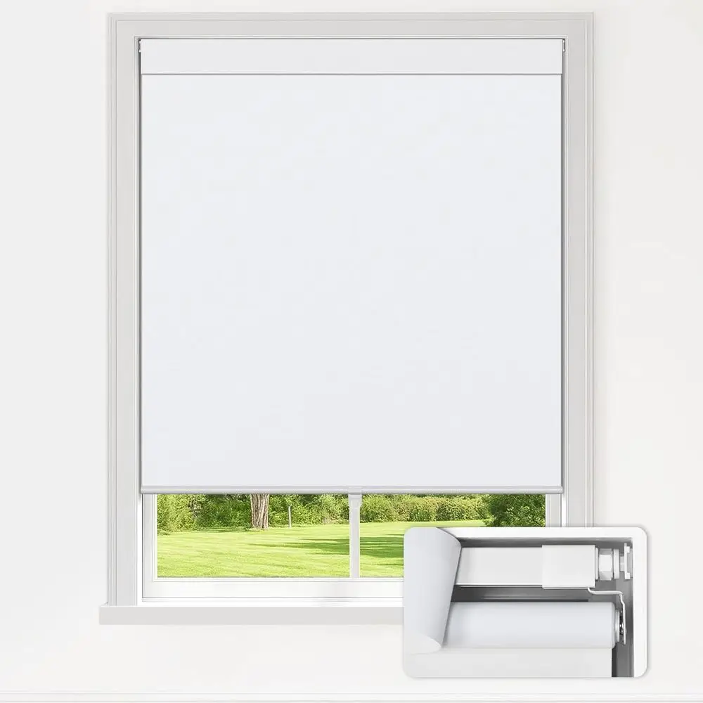 Indoor Blackout Roller Shades, Cordless, Thermal Insulated Fabric with UV Protection, 34 W x 48 H, White
Indoor Blackout Roller Shades, Cordless, Thermal Insulated Fabric with UV Protection, 34 W x 48 H, White