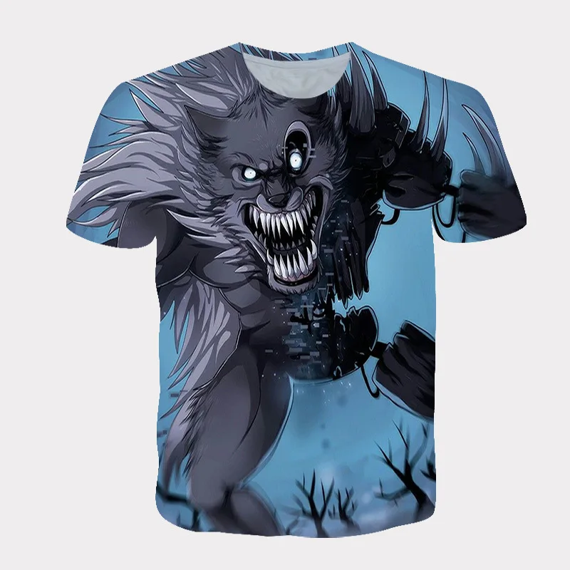 Summer cross-border men's printed 3D black wolf short-sleeved T-shirt round neck children's clothing
Summer cross-border men's printed 3D black wolf short-sleeved T-shirt round neck children's clothing