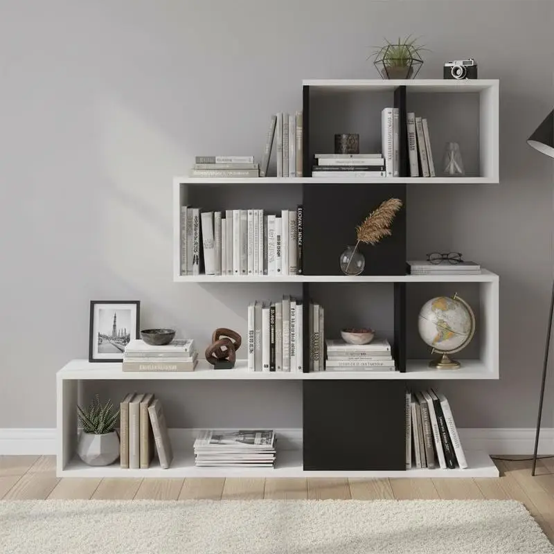 5-Tier Bookshelf Corner Ladder Bookcase with Storage Rack-Black & White
5-Tier Bookshelf Corner Ladder Bookcase with Storage Rack-Black & White