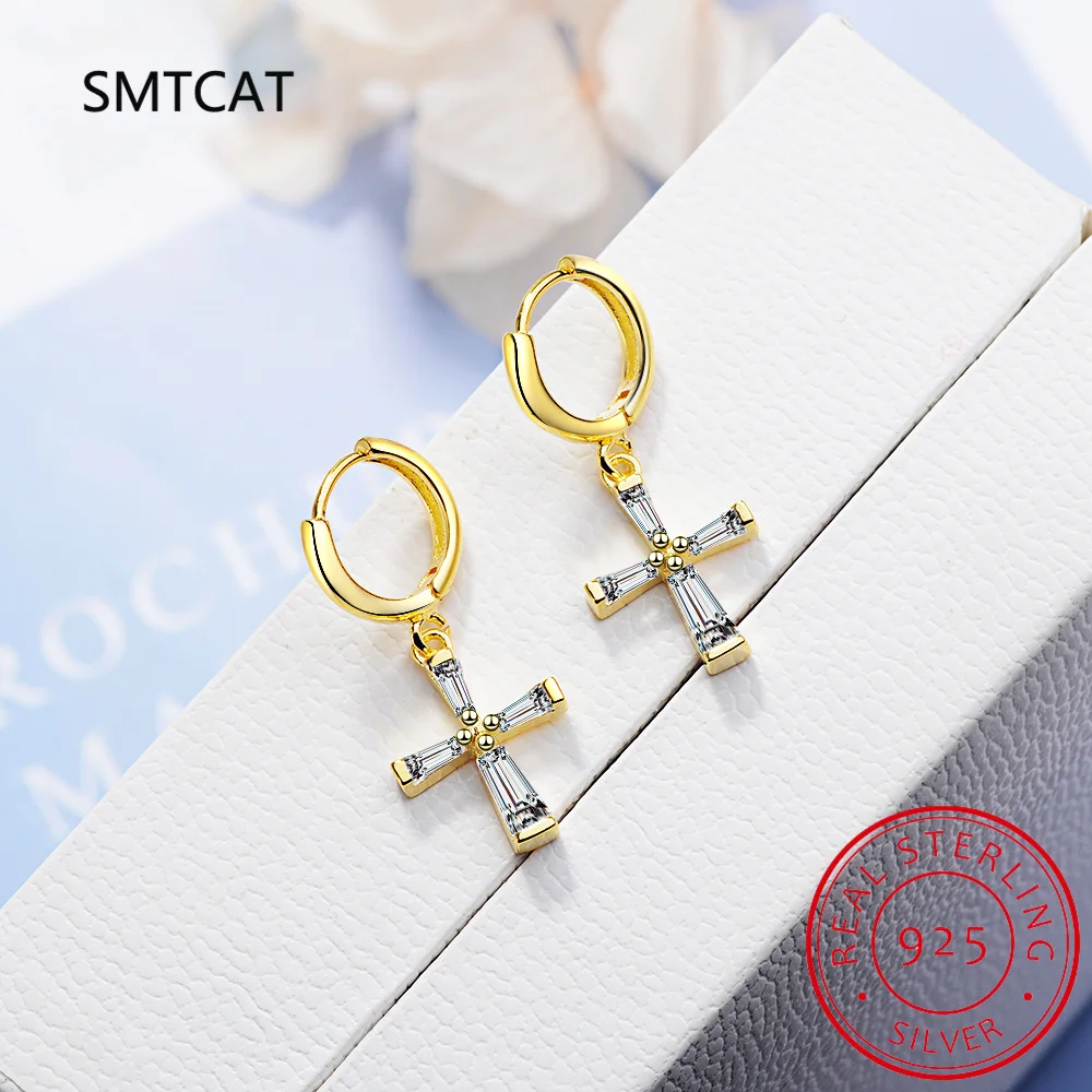 D VVS1 Cross Moissanite Earrings for Women Man Emerald Cut Diamond Solid s925 Silver Plated 18k Hoop Earring
D VVS1 Cross Moissanite Earrings for Women Man Emerald Cut Diamond Solid s925 Silver Plated 18k Hoop Earring