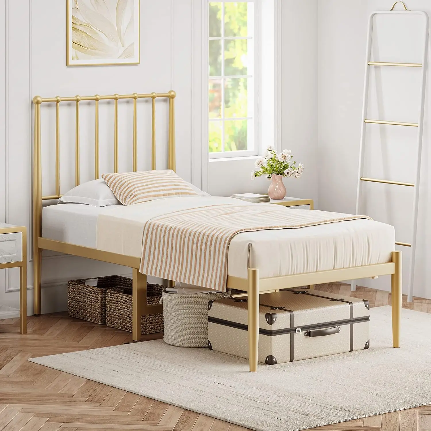 Bed Frame Metal Platform Bed with Headboard, 14 Inches Metal Mattress Foundation for Storage, No Box Spring Needed
Bed Frame Metal Platform Bed with Headboard, 14 Inches Metal Mattress Foundation for Storage, No Box Spring Needed