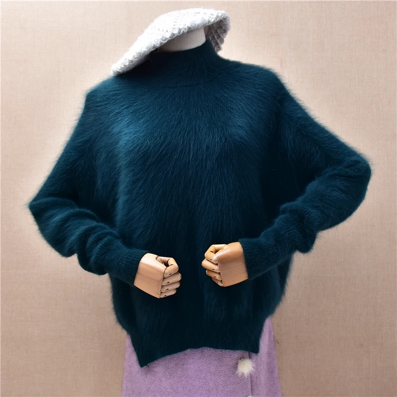 Women Mujer Autumn Winter Clothing Hairy Mink Cashmere Knitted Turtleneck Long Sleeves Split Loose Pullover Sweater Jumper Pull
Women Mujer Autumn Winter Clothing Hairy Mink Cashmere Knitted Turtleneck Long Sleeves Split Loose Pullover Sweater Jumper Pull