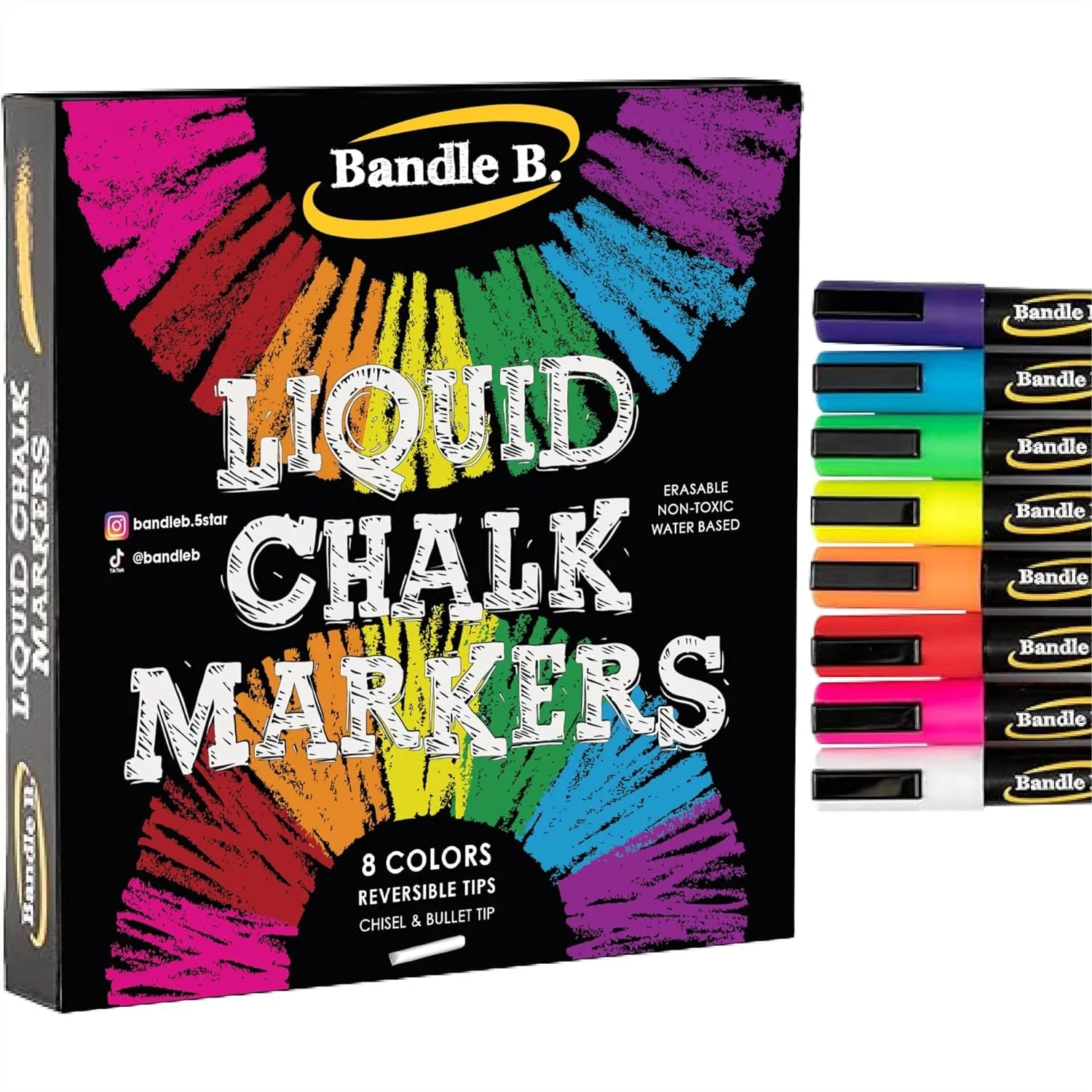 8 Vibrant Liquid Chalk Markers with Reversible Tips for Glass and Chalkboard
8 Vibrant Liquid Chalk Markers with Reversible Tips for Glass and Chalkboard