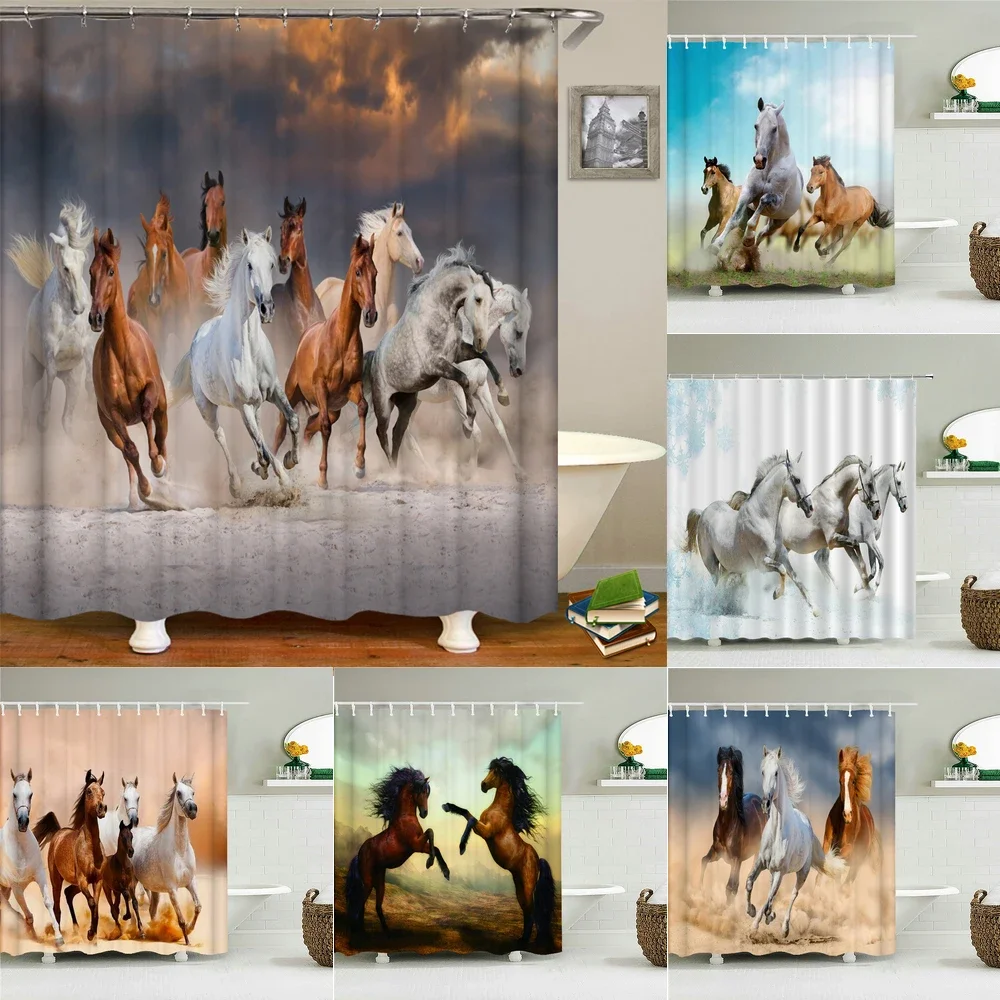 Horses Animal Shower Curtains Waterproof Fabric Polyester Bath Curtain Bath Screen Home Decoration 180x200cm With Hooks
Horses Animal Shower Curtains Waterproof Fabric Polyester Bath Curtain Bath Screen Home Decoration 180x200cm With Hooks