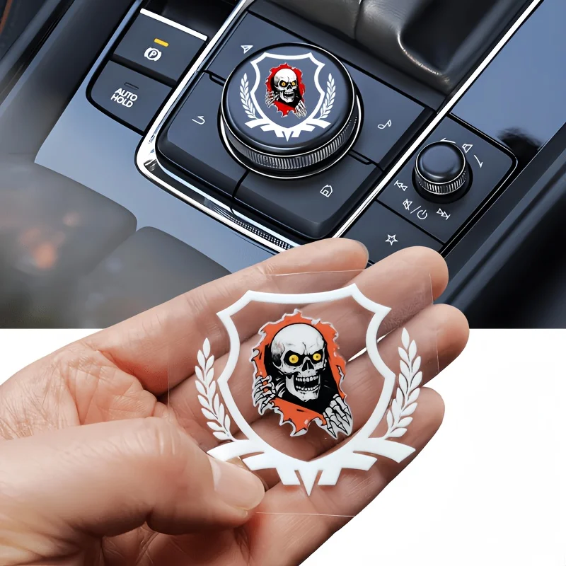 Shield Shape Skull & Laurel Wreath Sticker, Black White Orange Waterproof Decal, For Car Console & Bike Decor
Shield Shape Skull & Laurel Wreath Sticker, Black White Orange Waterproof Decal, For Car Console & Bike Decor