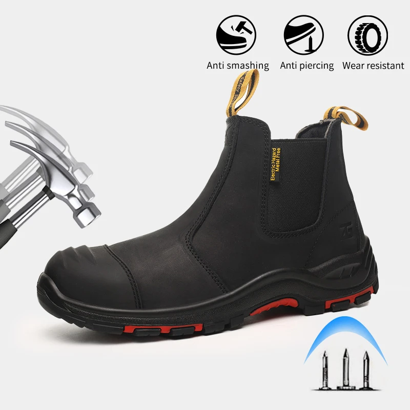 Мужские рабочие ботинки из натуральной кожи, защитная обувь, противоударные, противопрокольные, термостойкие, для сварщиков, мужские защитные ботинки челси
Мужские рабочие ботинки из натуральной кожи, защитная обувь, противоударные, противопрокольные, термостойкие, для сварщиков, мужские защитные ботинки челси