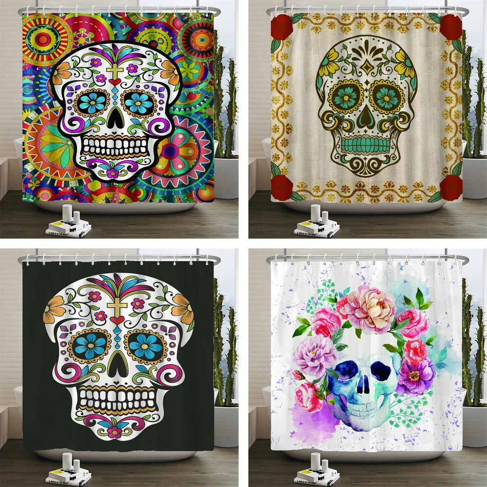 Skull Skeleton Shower Curtain Gothic Black White Sugar Spooky Halloween Printing Bath Curtains for Bathroom Decoration Curtain
Skull Skeleton Shower Curtain Gothic Black White Sugar Spooky Halloween Printing Bath Curtains for Bathroom Decoration Curtain