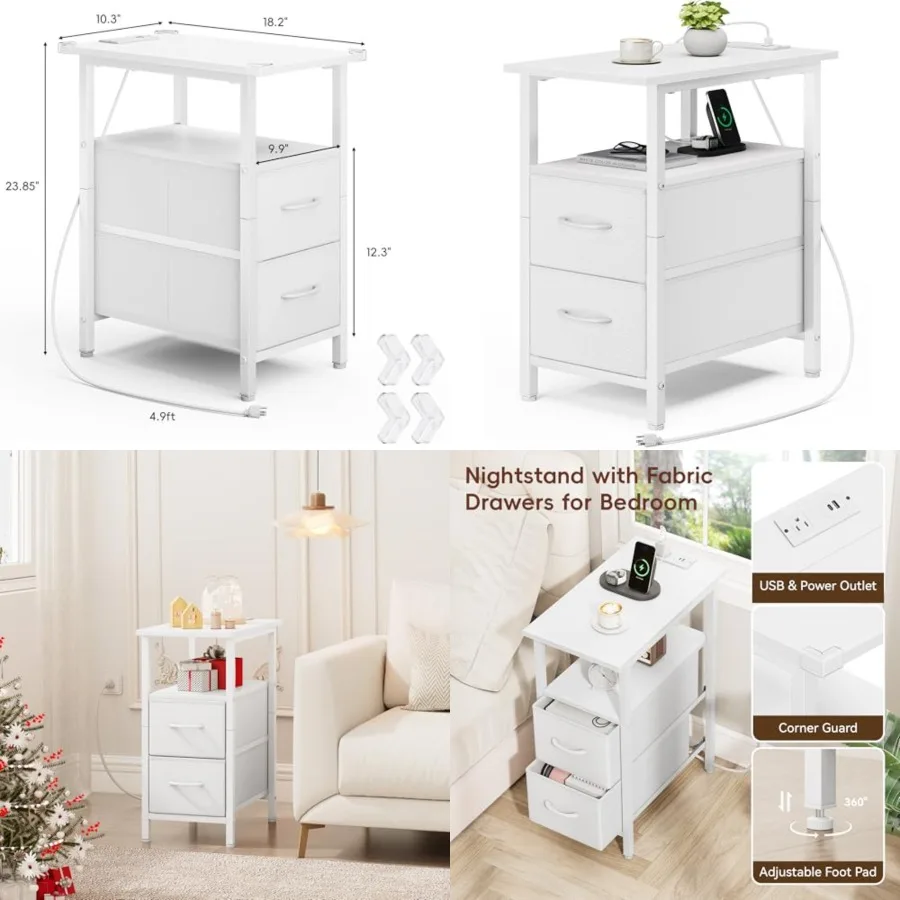 End Table with Charging Station, Narrow Side Table, 3.8'' Tall Nightstand with Fabric Drawers, Small Sofa Side Table Narrow Nig
End Table with Charging Station, Narrow Side Table, 3.8'' Tall Nightstand with Fabric Drawers, Small Sofa Side Table Narrow Nig
