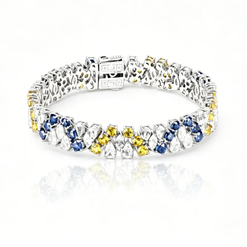 Bellux lab grown colorful sapphire fashion bracelet 925 silver plated gold blue yellow white full diamonds Bracelet
Bellux lab grown colorful sapphire fashion bracelet 925 silver plated gold blue yellow white full diamonds Bracelet