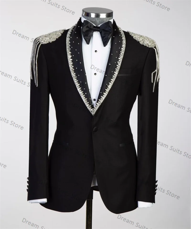 Luxury Beading Men Suit Pants Set 2 Piece Black Blazer+Trousers Customized Formal Office Jacket Groom Wedding Tuxedos Prom Coat
Luxury Beading Men Suit Pants Set 2 Piece Black Blazer+Trousers Customized Formal Office Jacket Groom Wedding Tuxedos Prom Coat