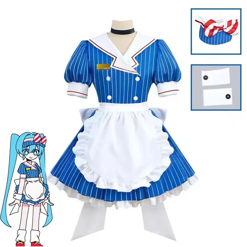 Miku cosplay costumes anime mesmerizer uniform women striped maid dress hat apron suit Halloween Christmas Carnival party dress
Miku cosplay costumes anime mesmerizer uniform women striped maid dress hat apron suit Halloween Christmas Carnival party dress