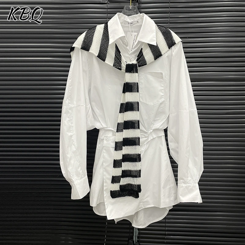 KBQ Minimalist Two Piece Sets For Women Lapel Long Sleeve Blouse Hit Color Chic Shawl Casual Loose Set Female Fashion Style New
KBQ Minimalist Two Piece Sets For Women Lapel Long Sleeve Blouse Hit Color Chic Shawl Casual Loose Set Female Fashion Style New