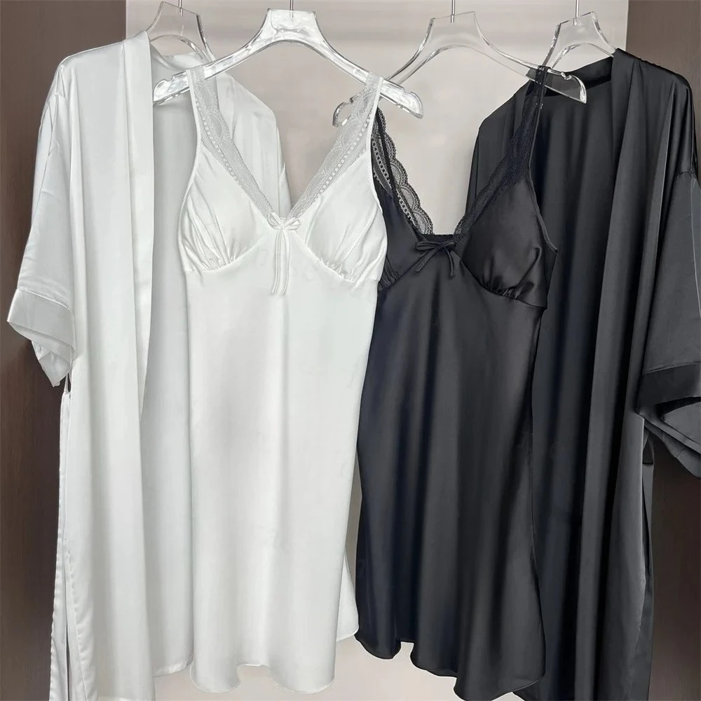 Комплект свадебного платья невесты, женская элегантная ночная рубашка, сексуальная кружевная отделка с бантом, ночная рубашка и халат, костюм, весна-осень, новое кимоно, халат
Комплект свадебного платья невесты, женская элегантная ночная рубашка, сексуальная кружевная отделка с бантом, ночная рубашка и халат, костюм, весна-осень, новое кимоно, халат