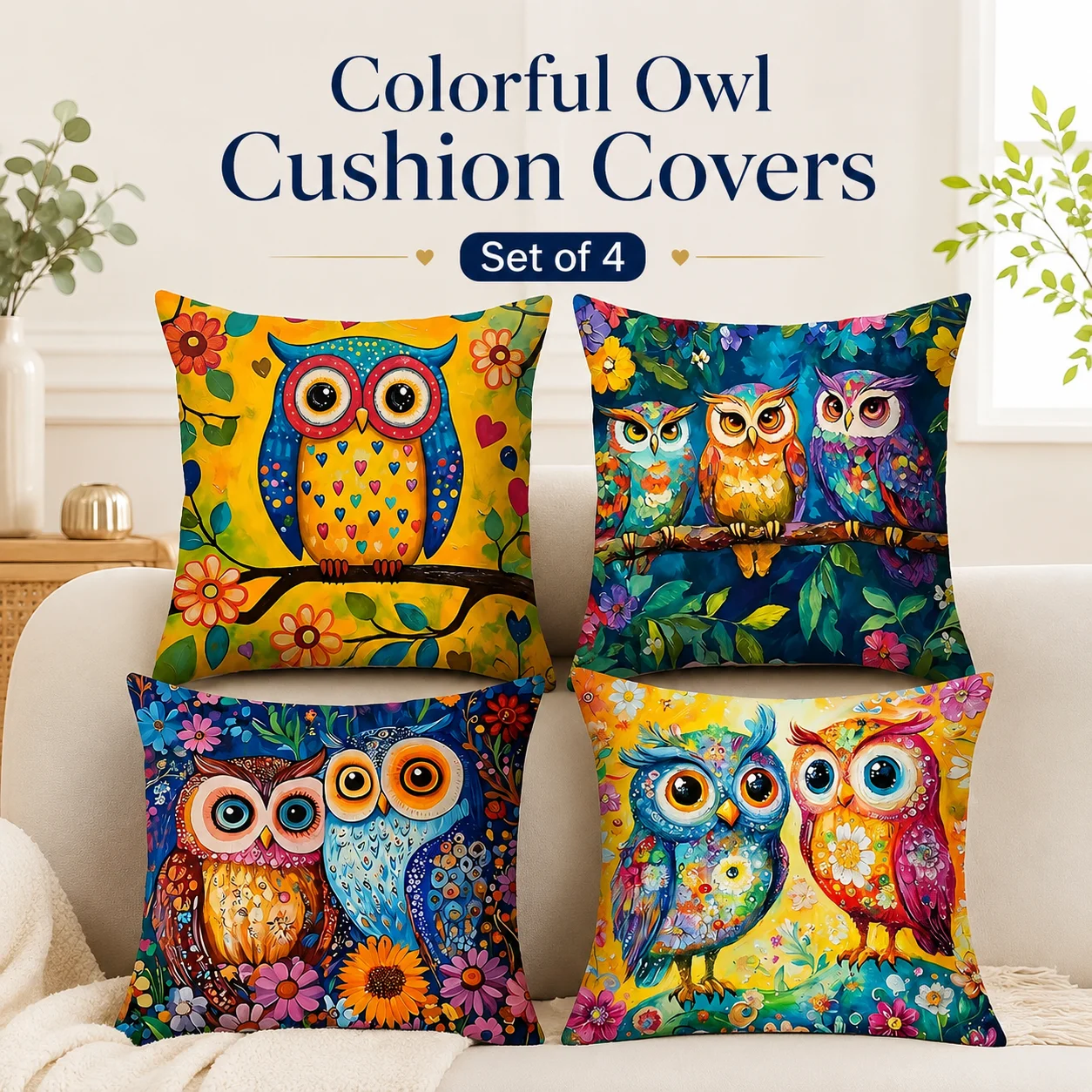 4Pcs Aesthetic Room Decor 2D Flat Printed Peach Skin Velvet Cushion Covers Colorful Owl Abstract Sofa Pillowcase For Home
4Pcs Aesthetic Room Decor 2D Flat Printed Peach Skin Velvet Cushion Covers Colorful Owl Abstract Sofa Pillowcase For Home