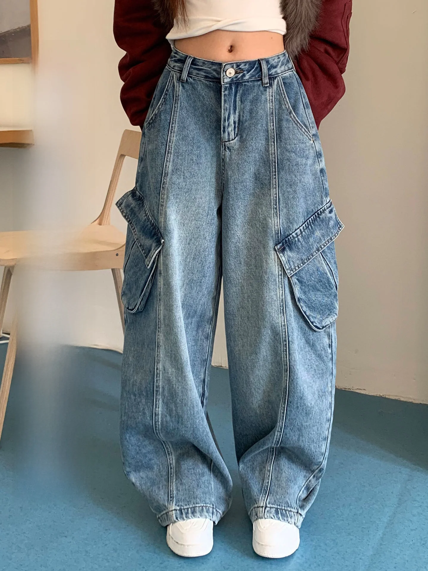 Loose Blue American Sle Wide Leg Jeans Women's Winter Pants Lazy Feeling Floor-Length Trousers Orange Tree Beau
Loose Blue American Sle Wide Leg Jeans Women's Winter Pants Lazy Feeling Floor-Length Trousers Orange Tree Beau