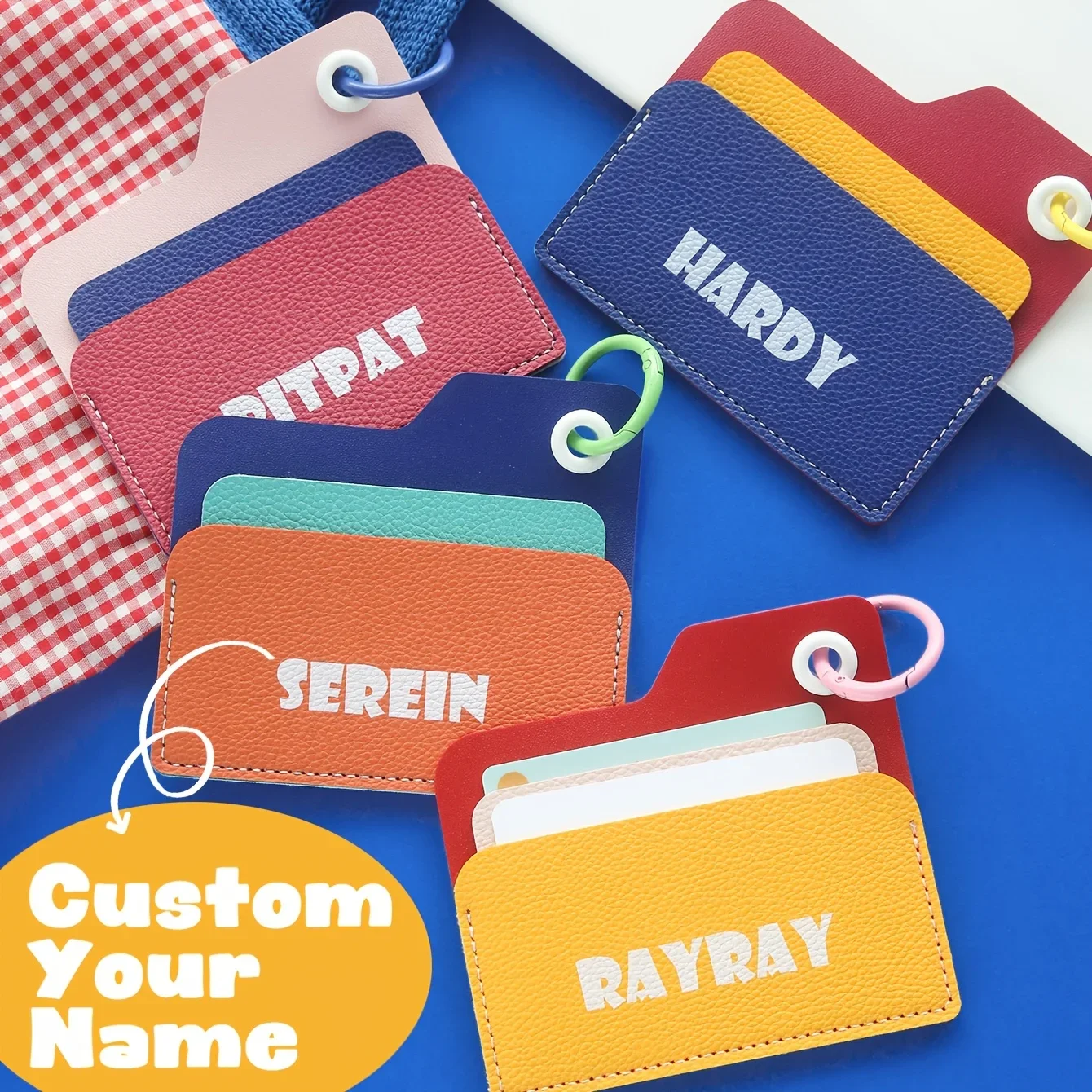 1PC Colorful Custom Name Card Case with Cute Hanging Loop Contrasting Colors Small Wallet Faux Leather Front Pocket Wallet
1PC Colorful Custom Name Card Case with Cute Hanging Loop Contrasting Colors Small Wallet Faux Leather Front Pocket Wallet